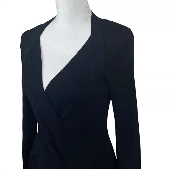 Adrienne Landau Dress Maxi XS Twisted Ribbed Knit Long Sleeve Black - Picture 3 of 13